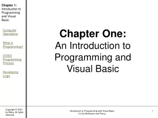Chapter One: An Introduction to Programming and  Visual Basic