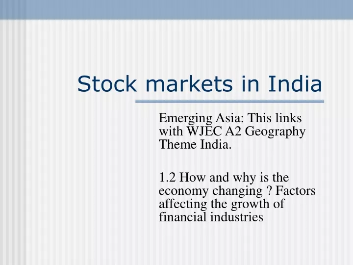 stock markets in india
