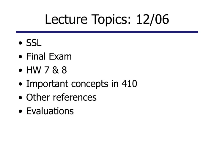 lecture topics 12 06