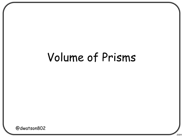 volume of prisms