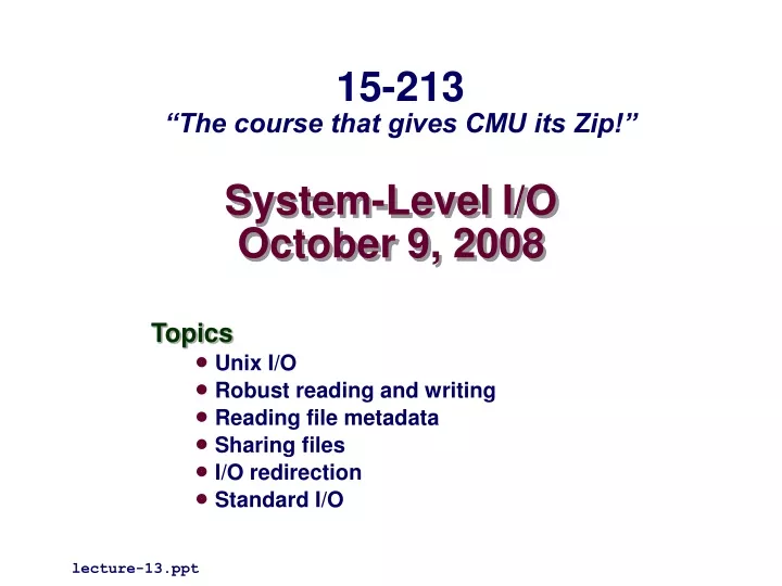 system level i o october 9 2008