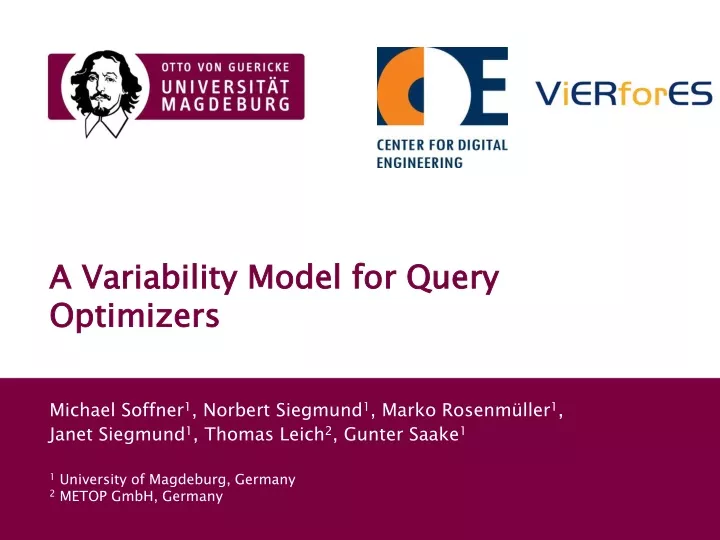 a variability model for query optimizers