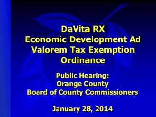 DaVita RX Economic Development Ad Valorem Tax Exemption Ordinance