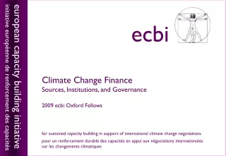 Climate Change Finance Sources, Institutions, and Governance 2009 ecbi Oxford Fellows