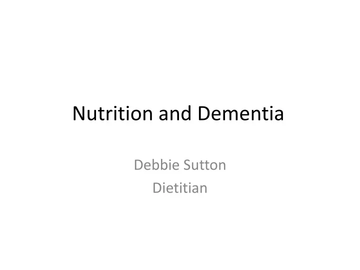 nutrition and dementia