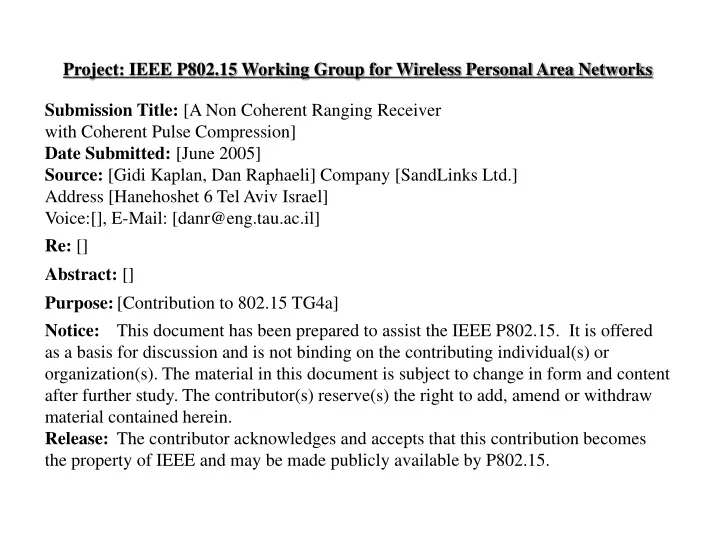 project ieee p802 15 working group for wireless