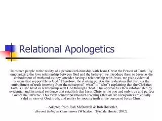 Relational Apologetics