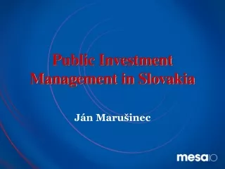 Public Investment Management in Slovakia