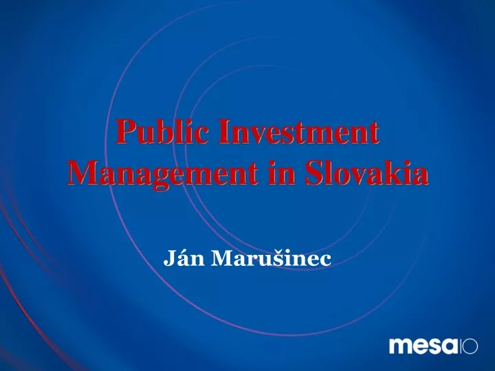 public investment management in slovakia