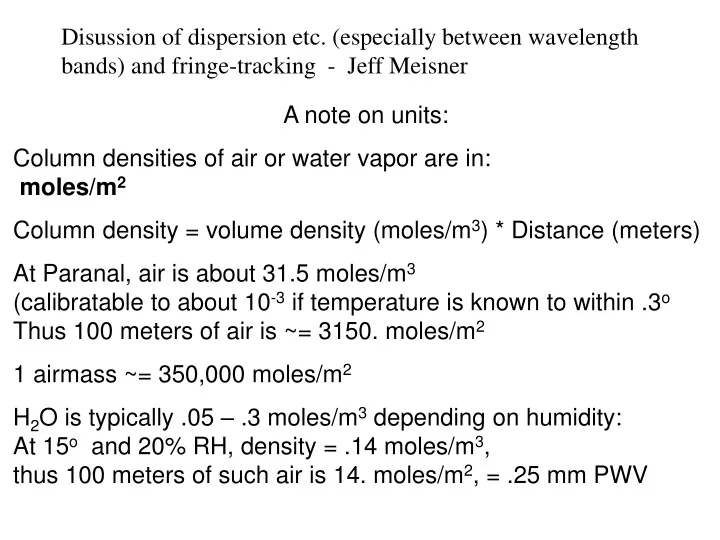 disussion of dispersion etc especially between