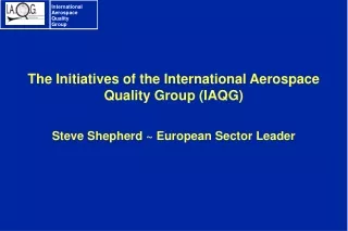 The Initiatives of the International Aerospace Quality Group (IAQG)