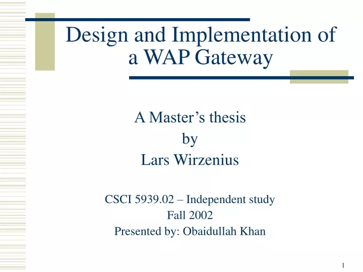 design and implementation of a wap gateway