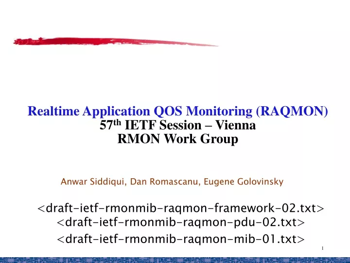 realtime application qos monitoring raqmon 57 th ietf session vienna rmon work group