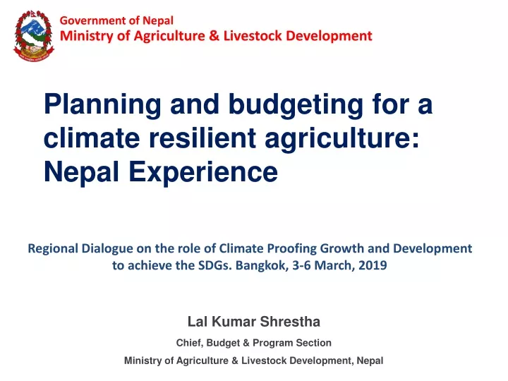 planning and budgeting for a climate resilient agriculture nepal experience