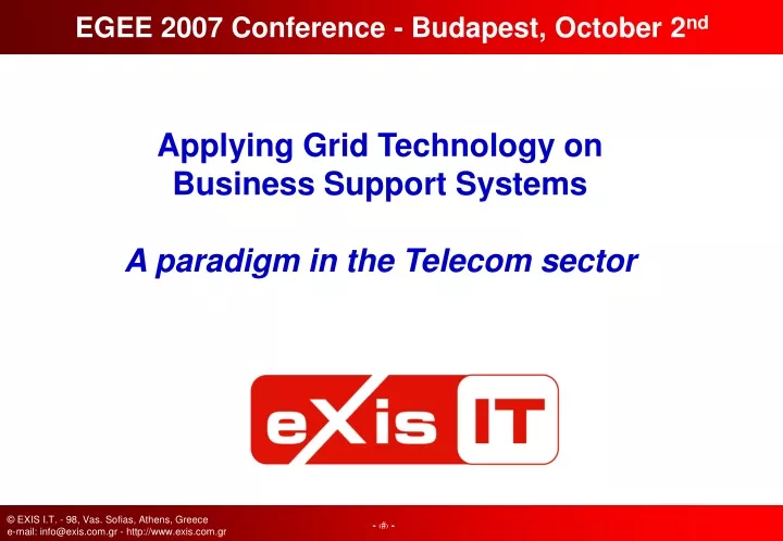 egee 2007 conference budapest october 2 nd