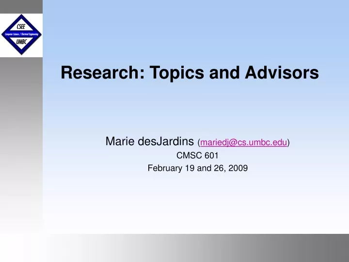 research topics and advisors