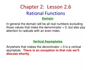 Chapter 2:  Lesson 2.6 Rational Functions