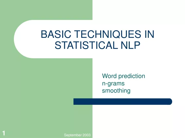 basic techniques in statistical nlp