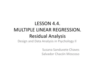 LESSON 4.4. MULTIPLE LINEAR REGRESSION. Residual Analysis