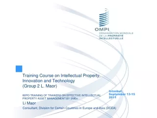 Training Course on Intellectual Property, Innovation and Technology (Group 2 L. Maor)
