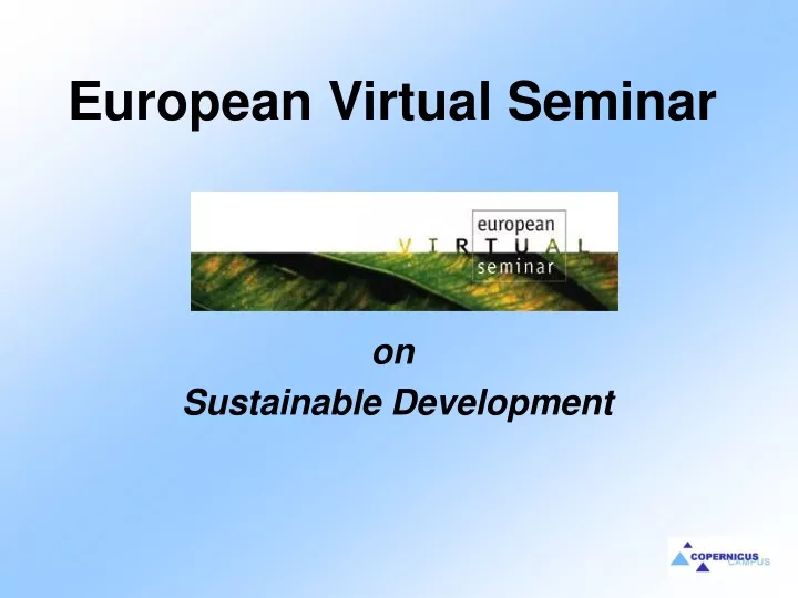 european virtual seminar on sustainable development