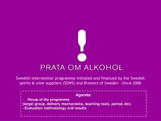 Agenda: Recap of  the  programme