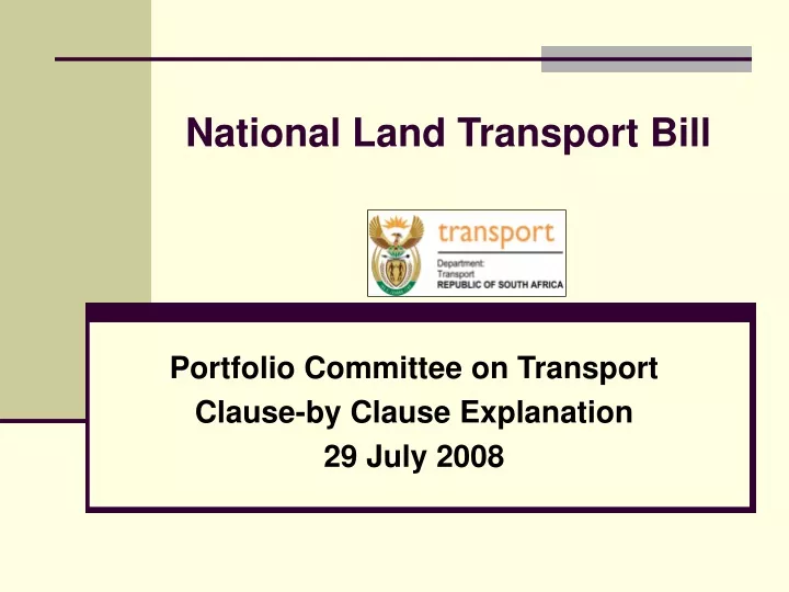 national land transport bill