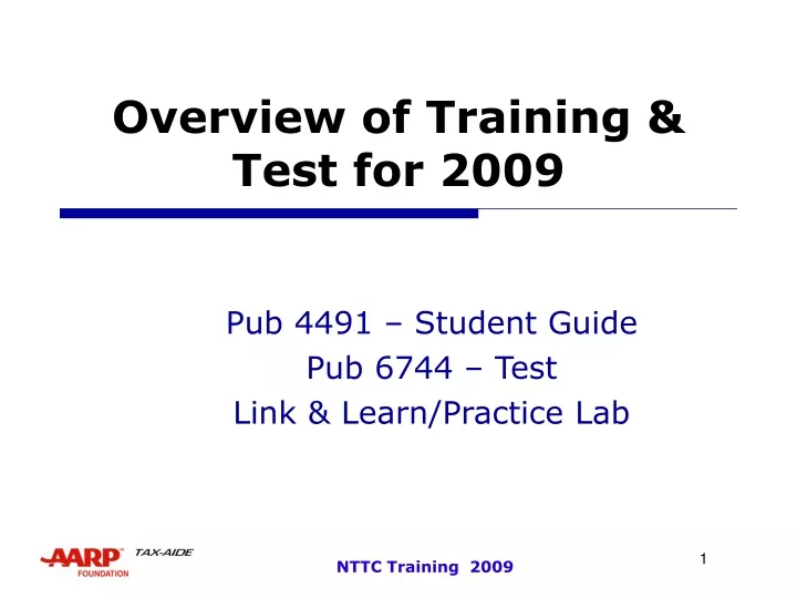 overview of training test for 2009