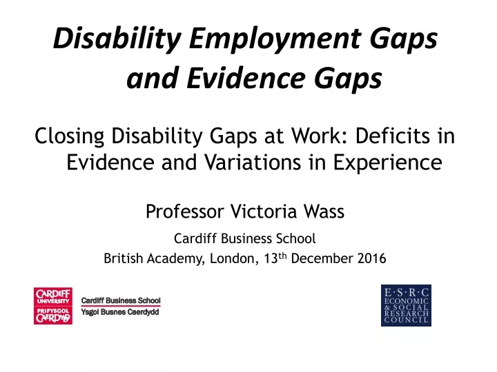 disability employment gaps and evidence gaps