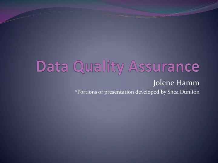 data quality assurance