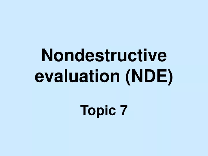nondestructive evaluation nde