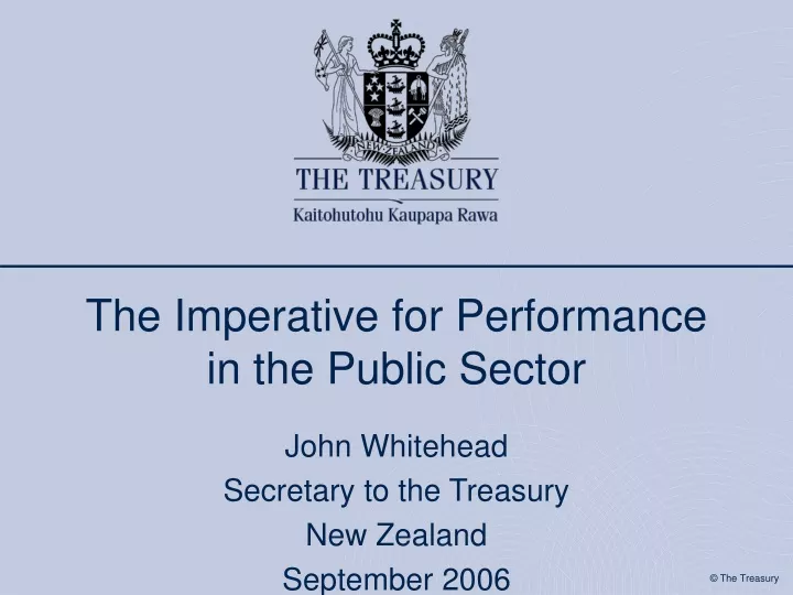john whitehead secretary to the treasury new zealand september 2006