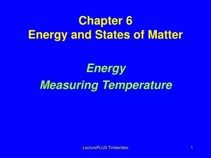 chapter 6 energy and states of matter