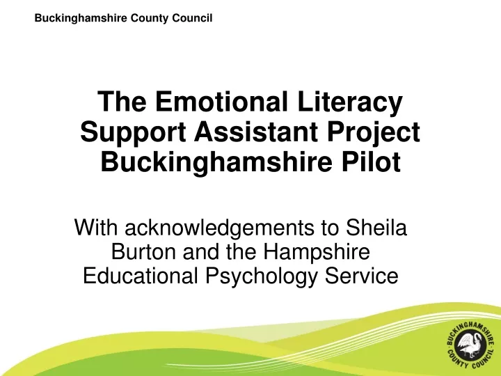 the emotional literacy support assistant project buckinghamshire pilot