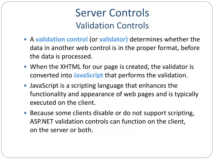 server controls validation controls