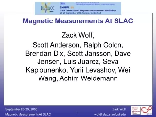 Magnetic Measurements At SLAC