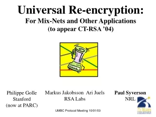 Universal Re-encryption: For Mix-Nets and Other Applications (to appear CT-RSA ’04)
