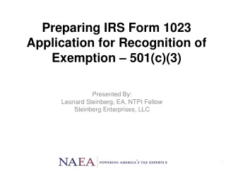 Preparing IRS Form 1023 Application for Recognition of Exemption – 501(c)(3)