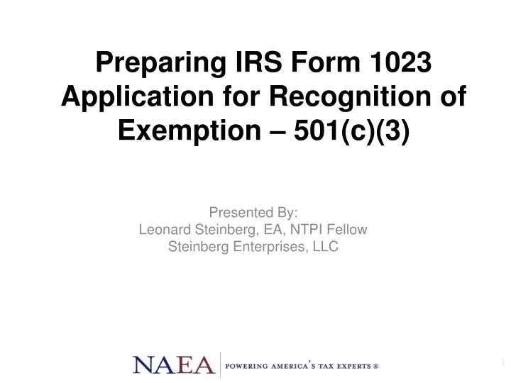 preparing irs form 1023 application for recognition of exemption 501 c 3