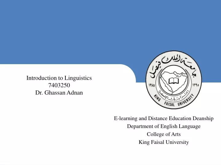 introduction to linguistics 7403250 dr ghassan