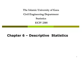 The Islamic University of Gaza Civil Engineering Department Statistics  ECIV 2305 ‏