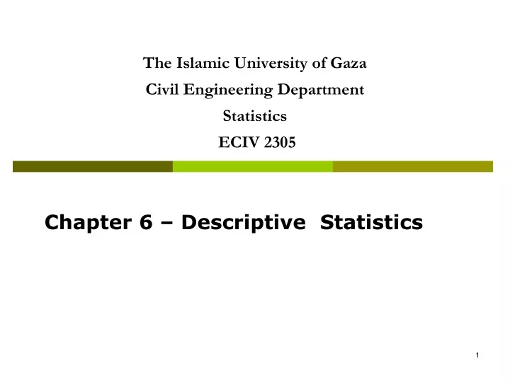 the islamic university of gaza civil engineering department statistics eciv 2305