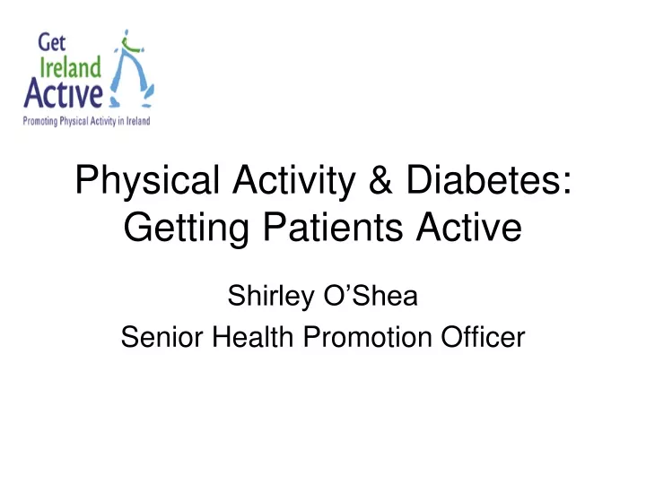 physical activity diabetes getting patients active
