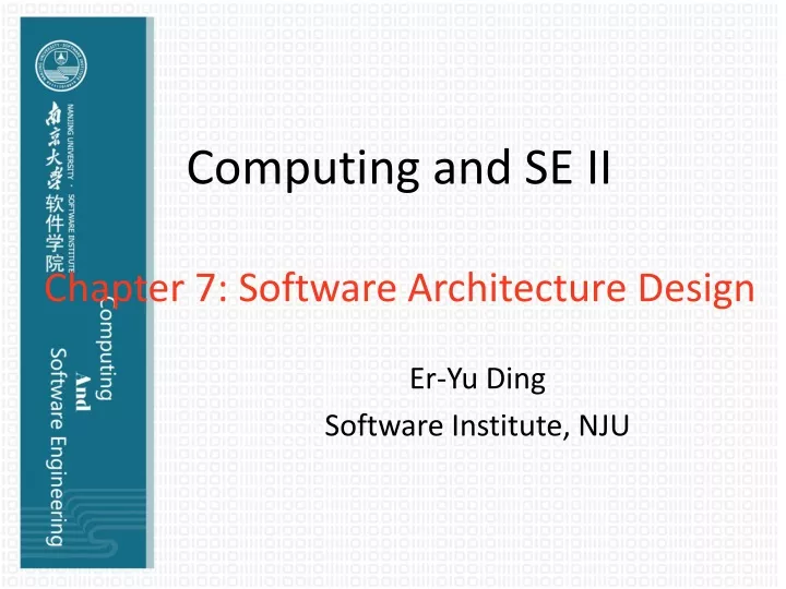computing and se ii chapter 7 software architecture design