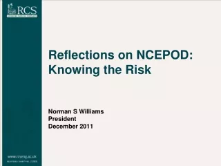 Reflections on NCEPOD:  Knowing the Risk