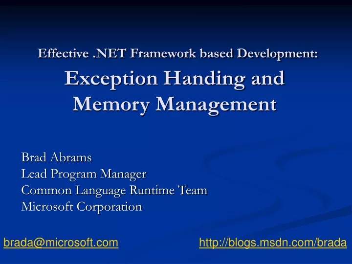 effective net framework based development exception handing and memory management
