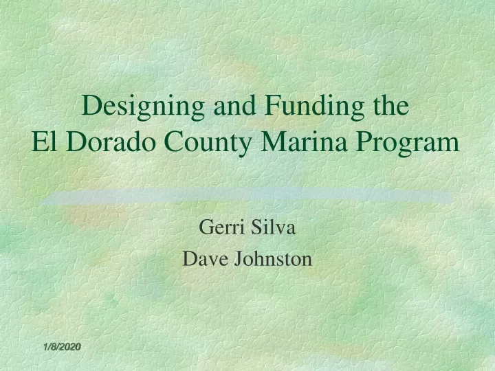 designing and funding the el dorado county marina program