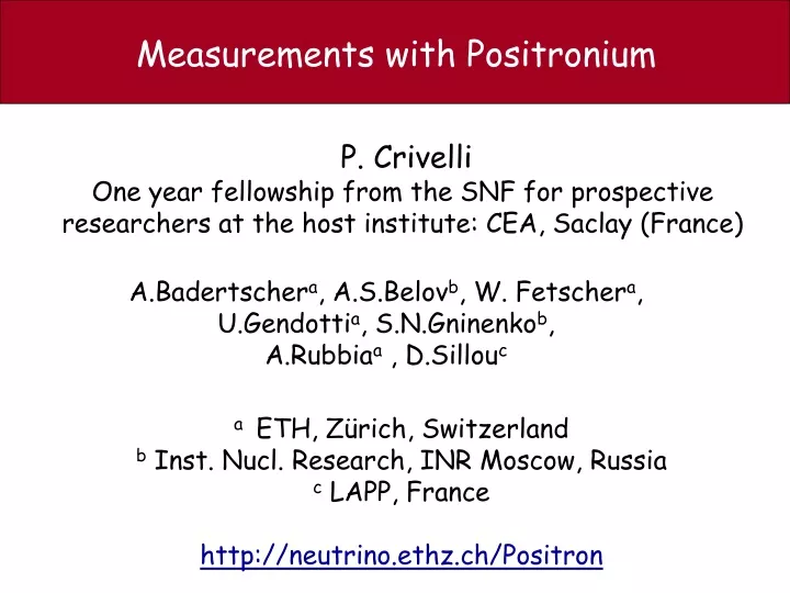 measurements with positronium