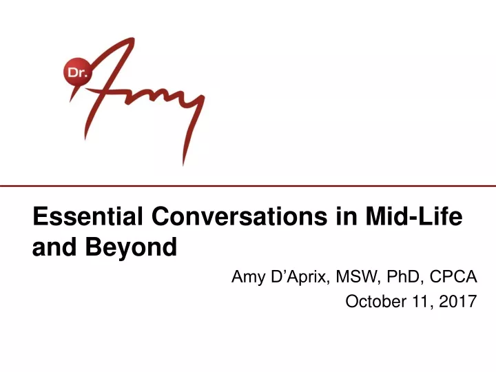 essential conversations in mid life and beyond