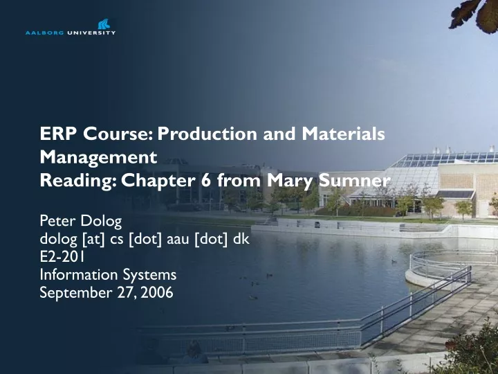 erp course production and materials management reading chapter 6 from mary sumner